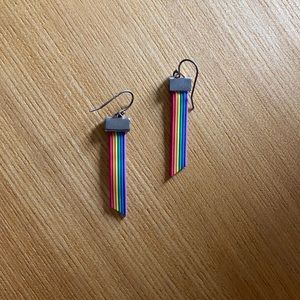 Handmade rainbow pride electrical wire earrings